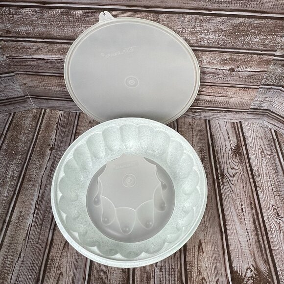 Vintage TUPPERWARE Jello Mold Ice Ring Speckled Gray Large 3 Piece #1202 EUC - Picture 2 of 5